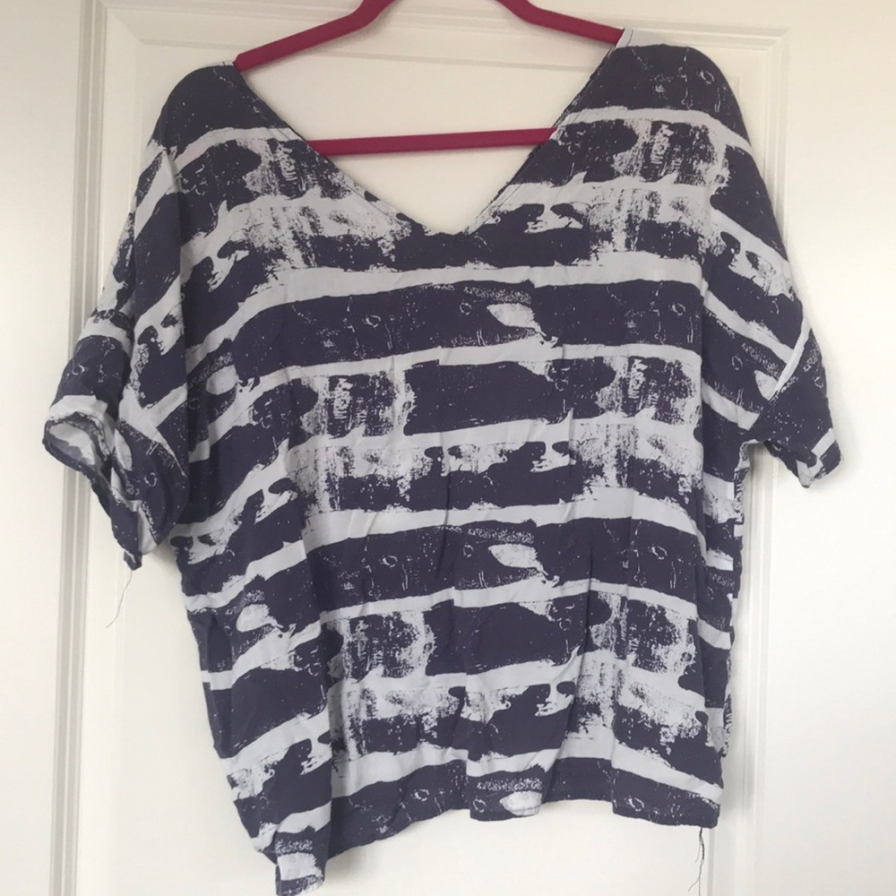 Navy blue distressed blouse